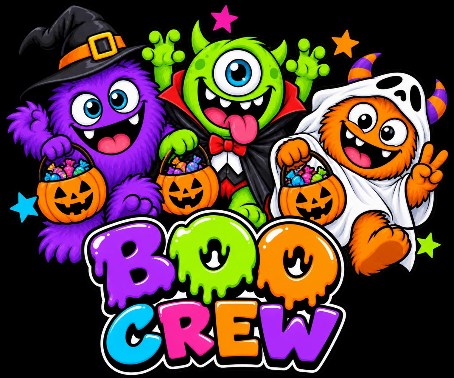 Boo Crew design shown on a Black Youth triblend T-shirt