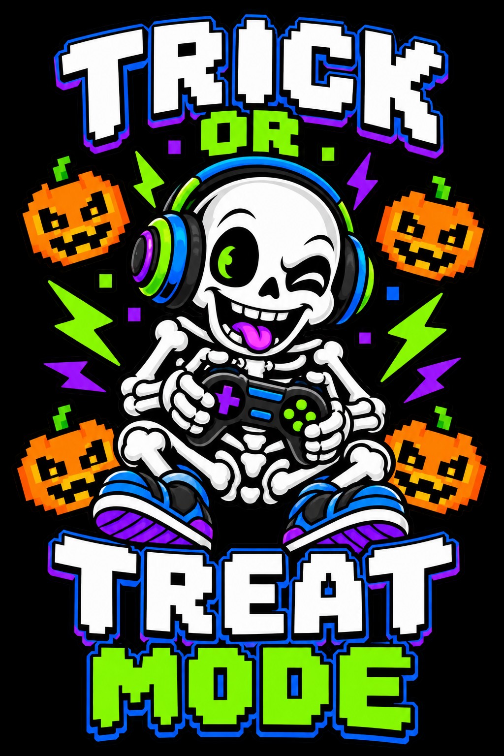 Treat Mode design shown on a Black Youth triblend T-shirt